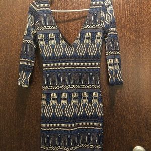 Windsor black and blue aztec print dress